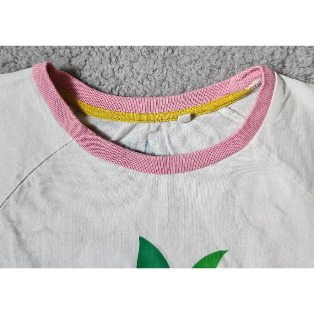 Boden Girls Short Sleeve Ringer Tee Shirt Top Tropicool Pineapple Graphic 11-12Y